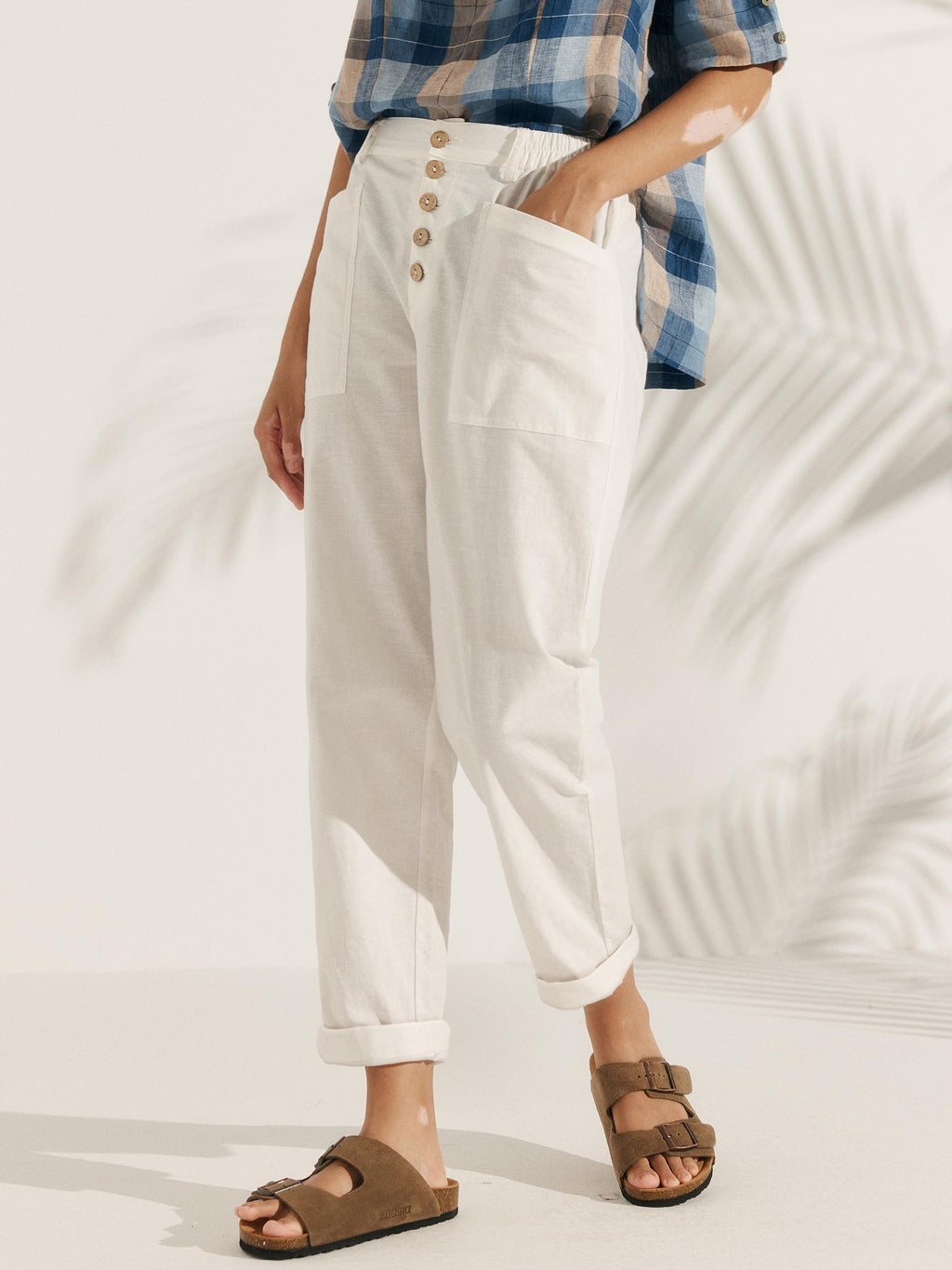 Linen Simple Button Fly Trousers HEIDI