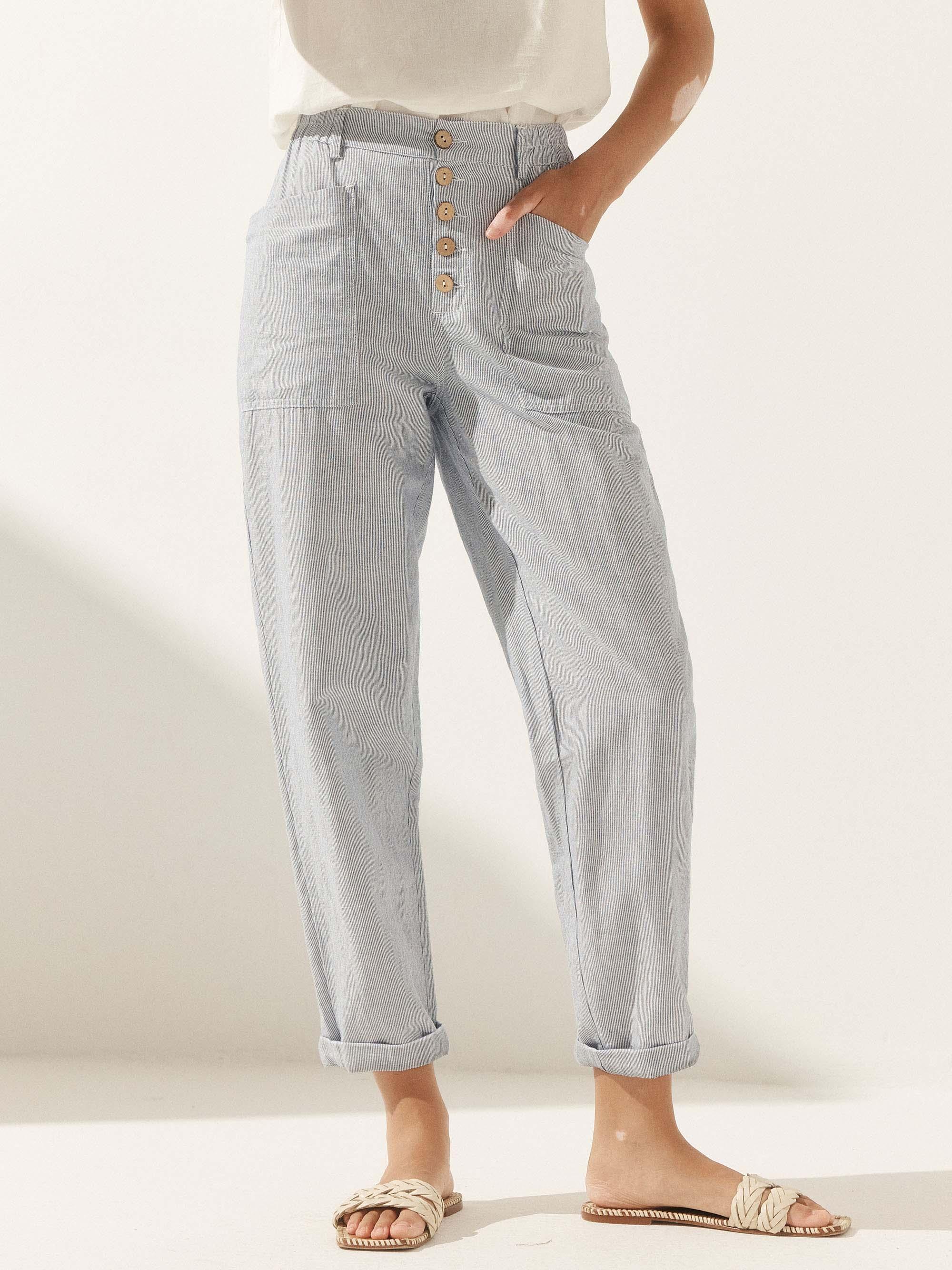 Linen Simple Button Fly Trousers HEIDI