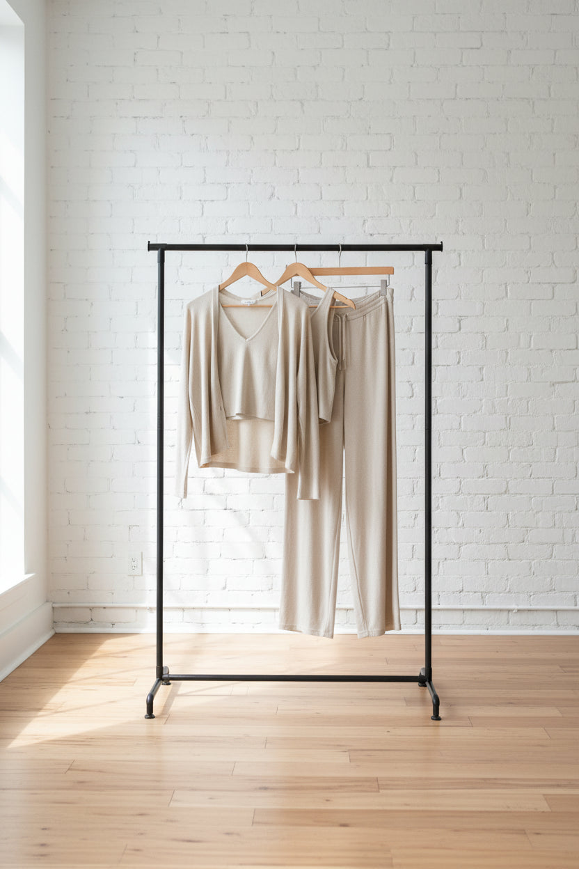 V-Neck Tank, Open Front Cardigan and Pants Lounge Set