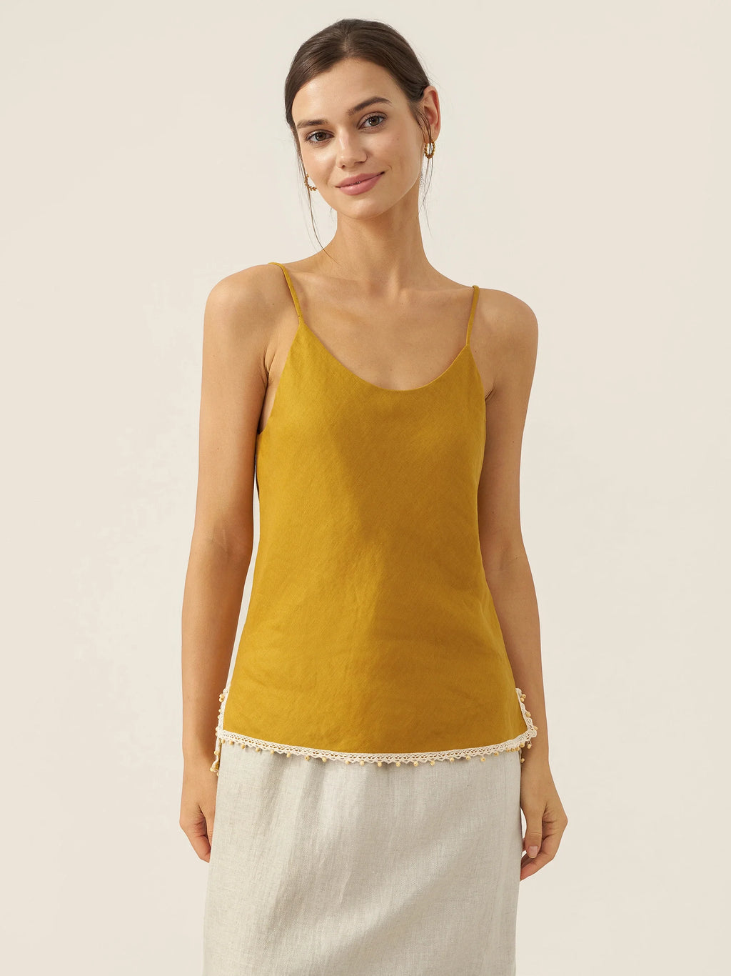 100% Linen Beaded Hem Camisole Bree