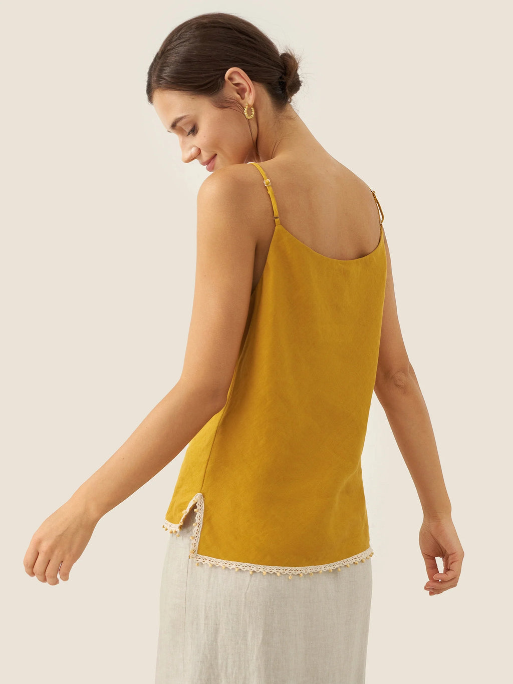 100% Linen Beaded Hem Camisole Bree