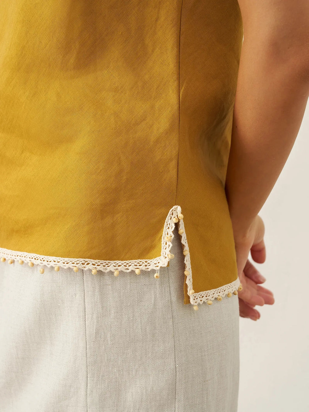 100% Linen Beaded Hem Camisole Bree