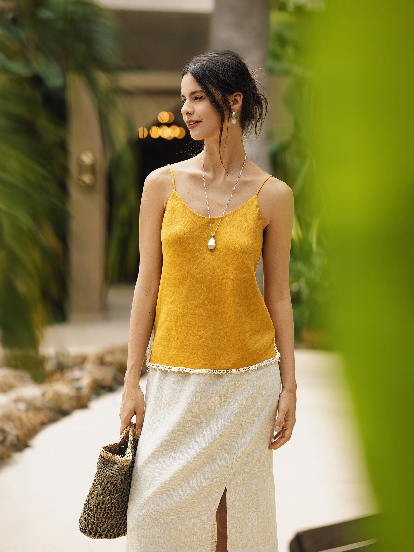 100% Linen Beaded Hem Camisole Bree
