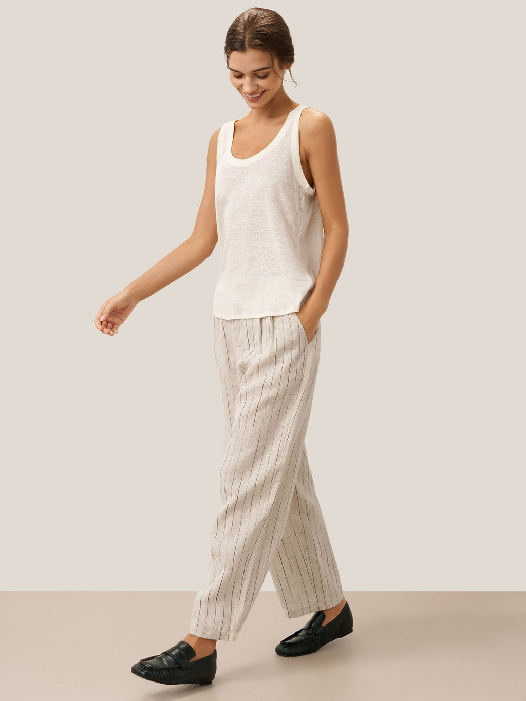 100% Linen Sketch Stripe Suit Set ELOISE