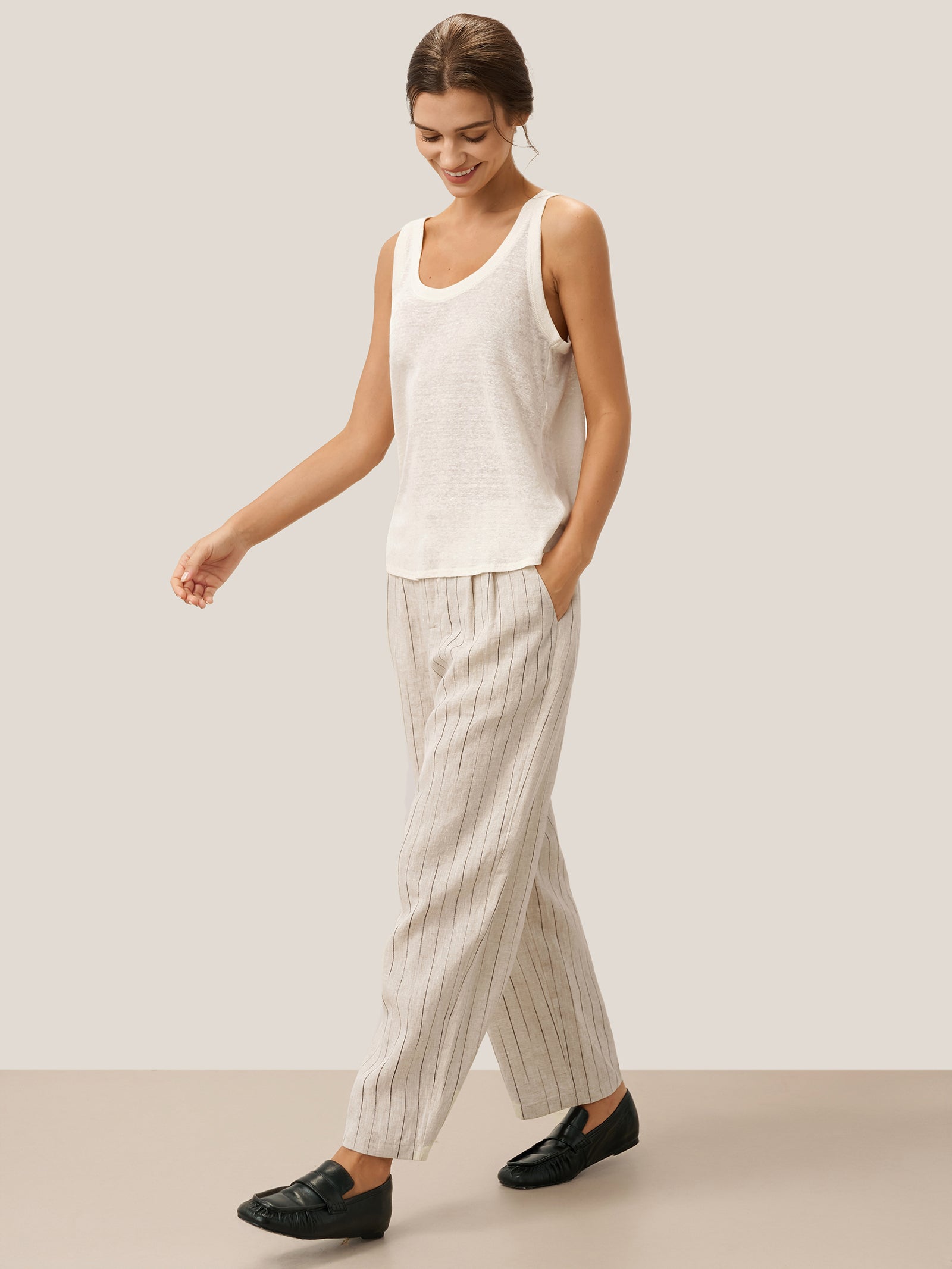 100% Linen Sketch Stripe Suit Set ELOISE