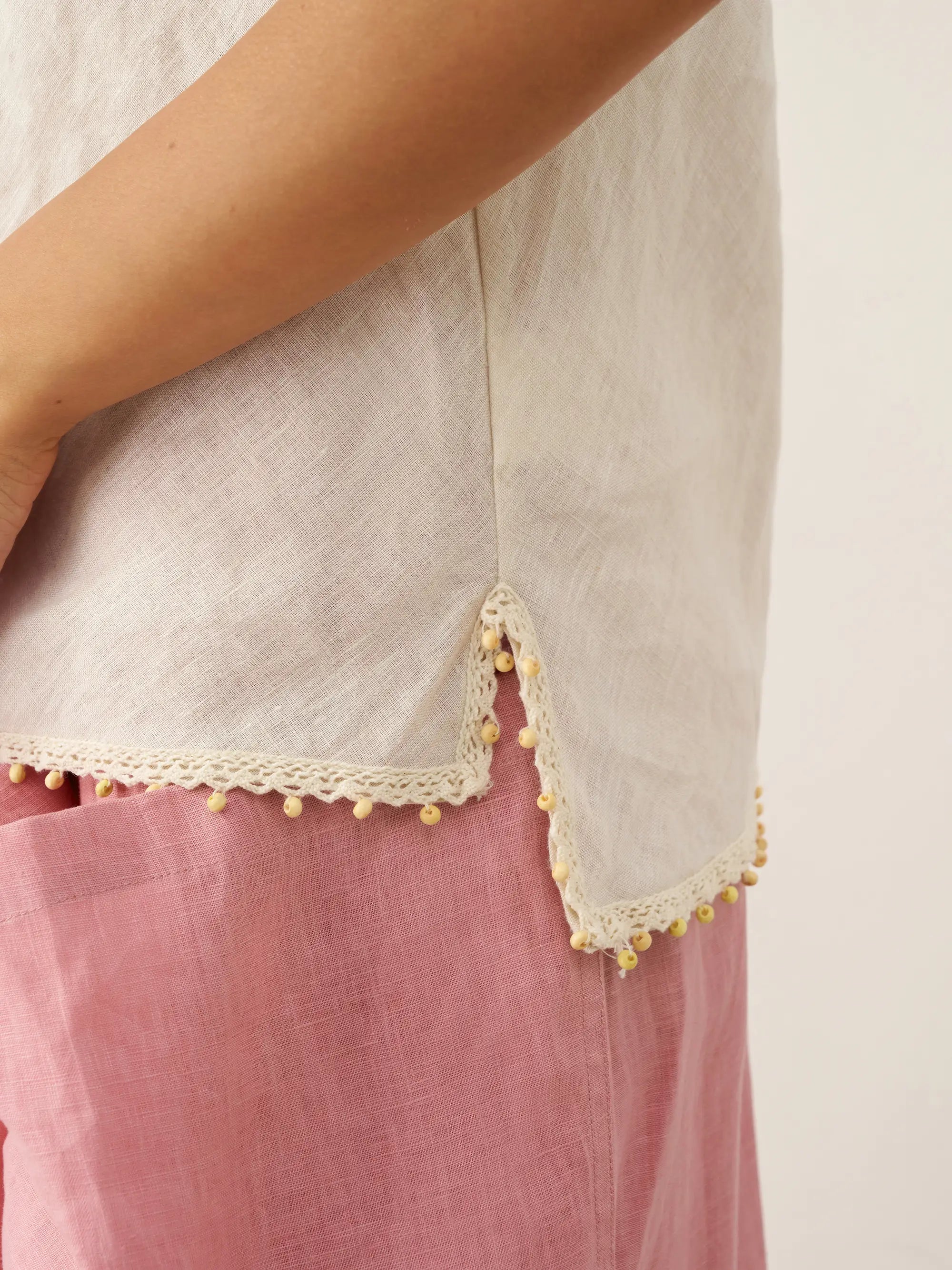 100% Linen Beaded Hem Camisole Bree