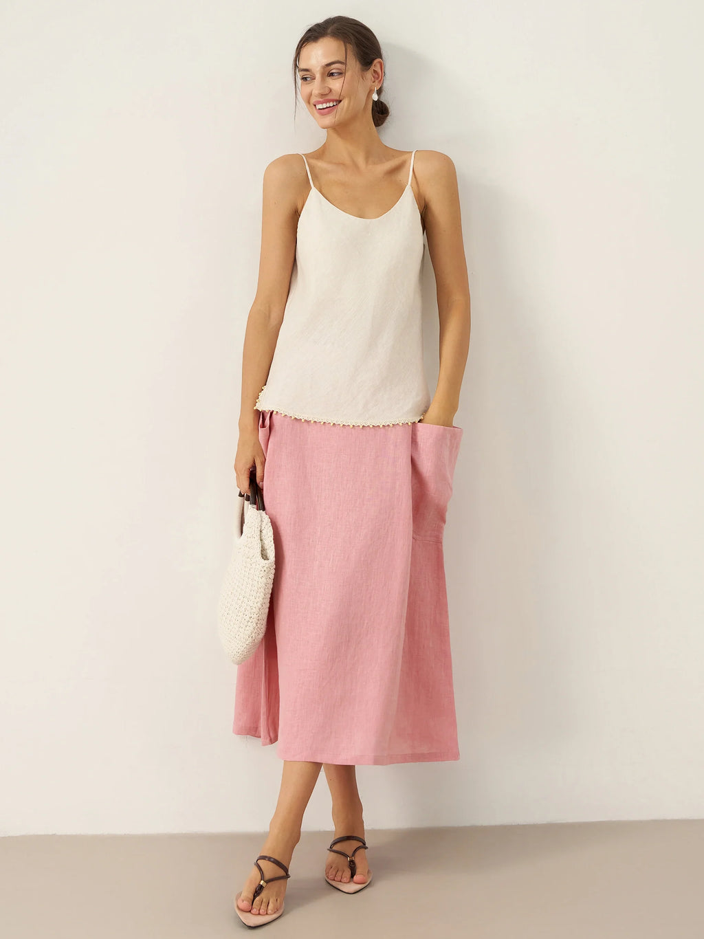 100% Linen Beaded Hem Camisole Bree
