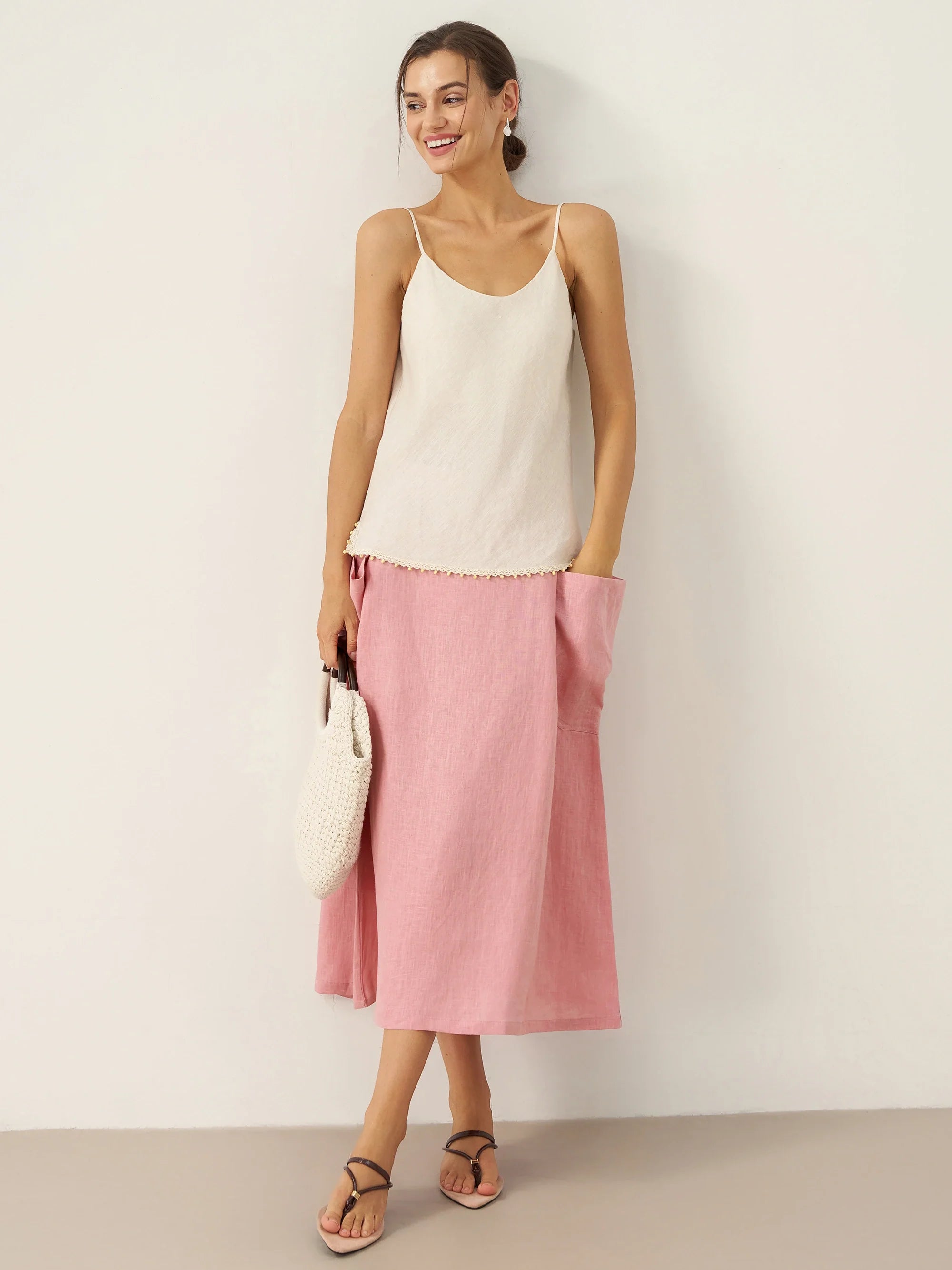 100% Linen Beaded Hem Camisole Bree