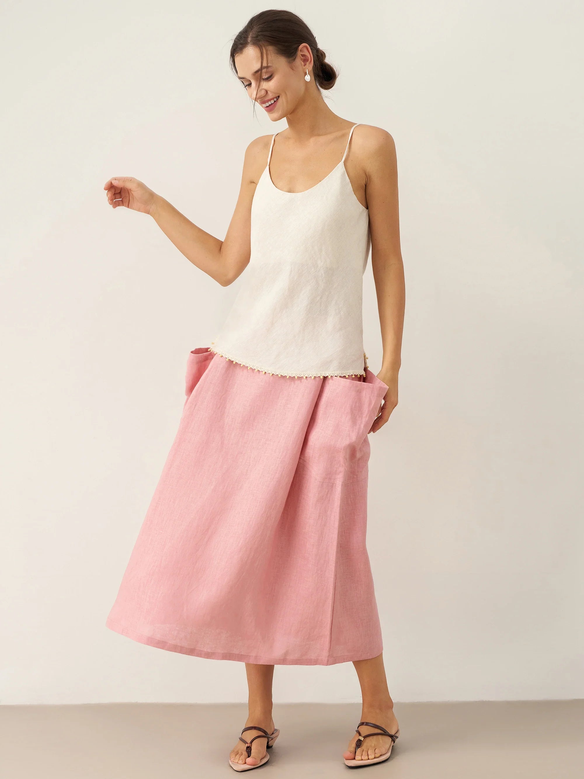 100% Linen Beaded Hem Camisole Bree