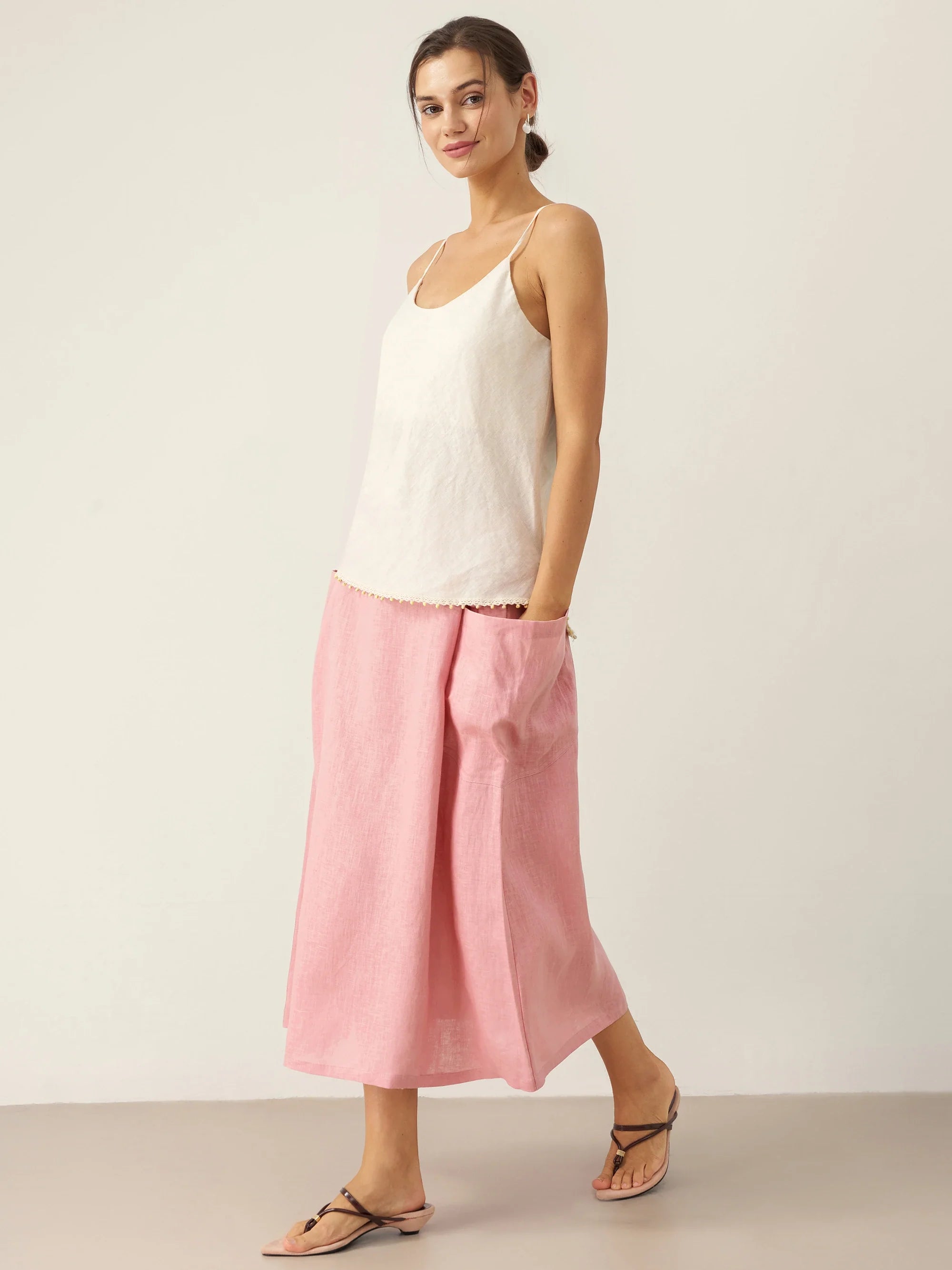 100% Linen Beaded Hem Camisole Bree