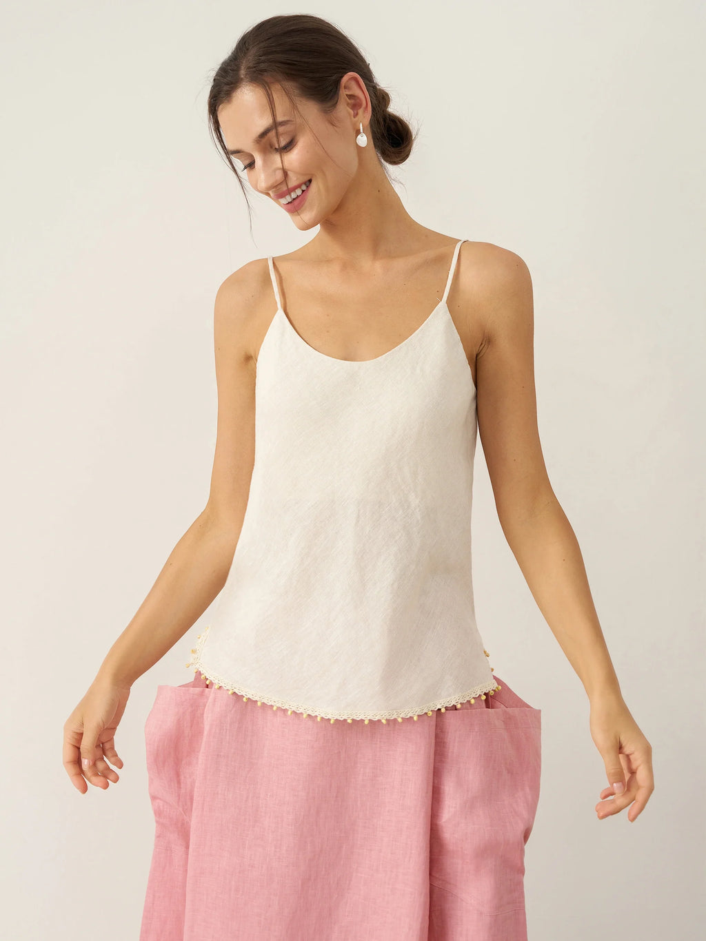 100% Linen Beaded Hem Camisole Bree