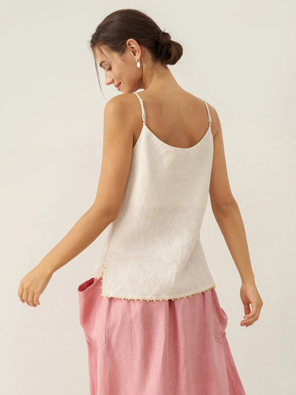 100% Linen Beaded Hem Camisole Bree