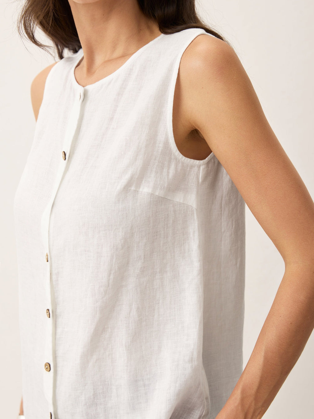 100% Linen Buttons Down Tank Top ERIN