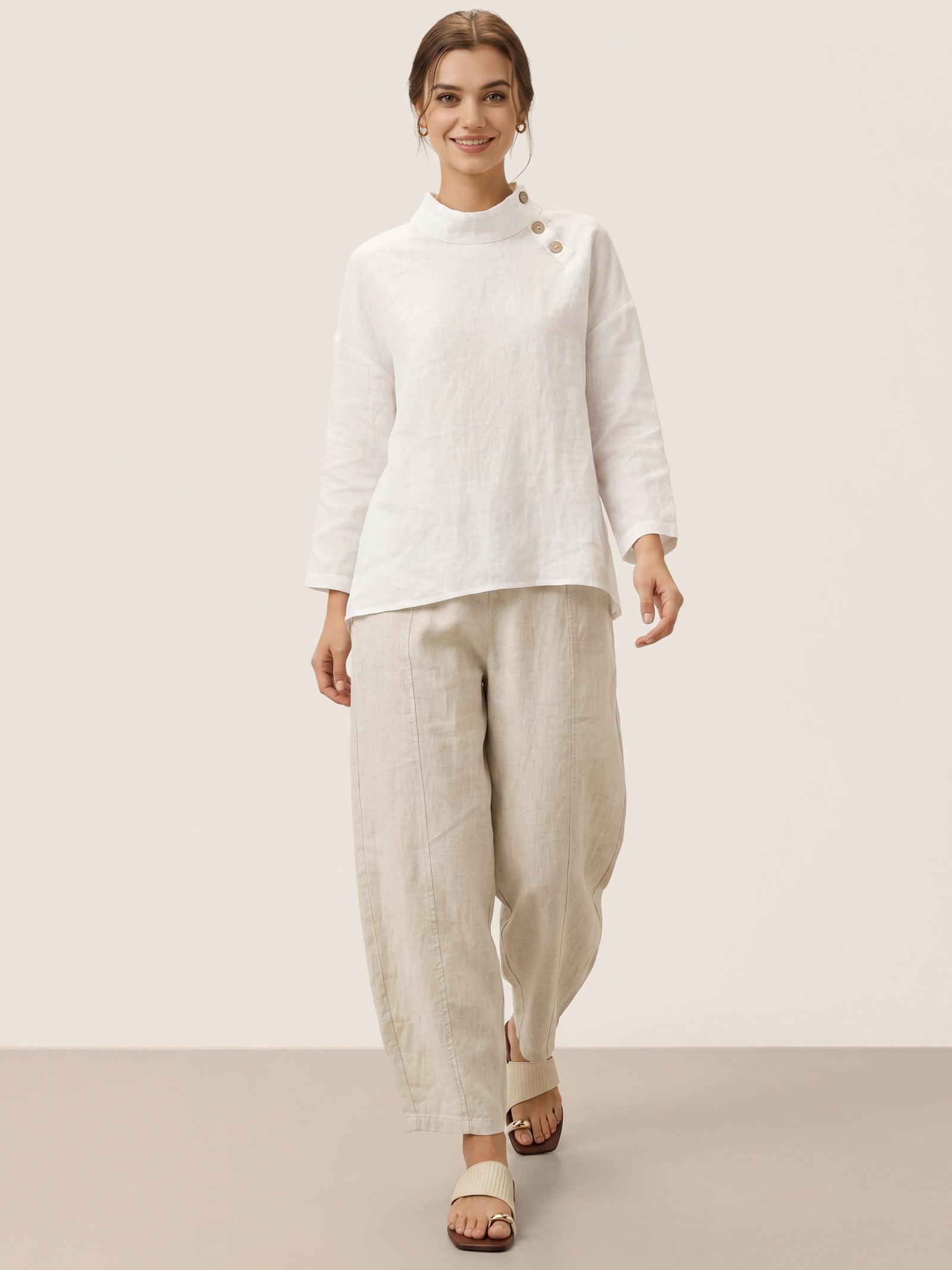 100% Linen Classic Ankle Pants ZOE