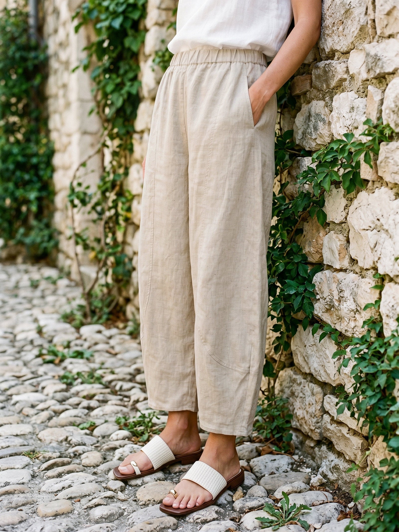 100% Linen Classic Ankle Pants ZOE