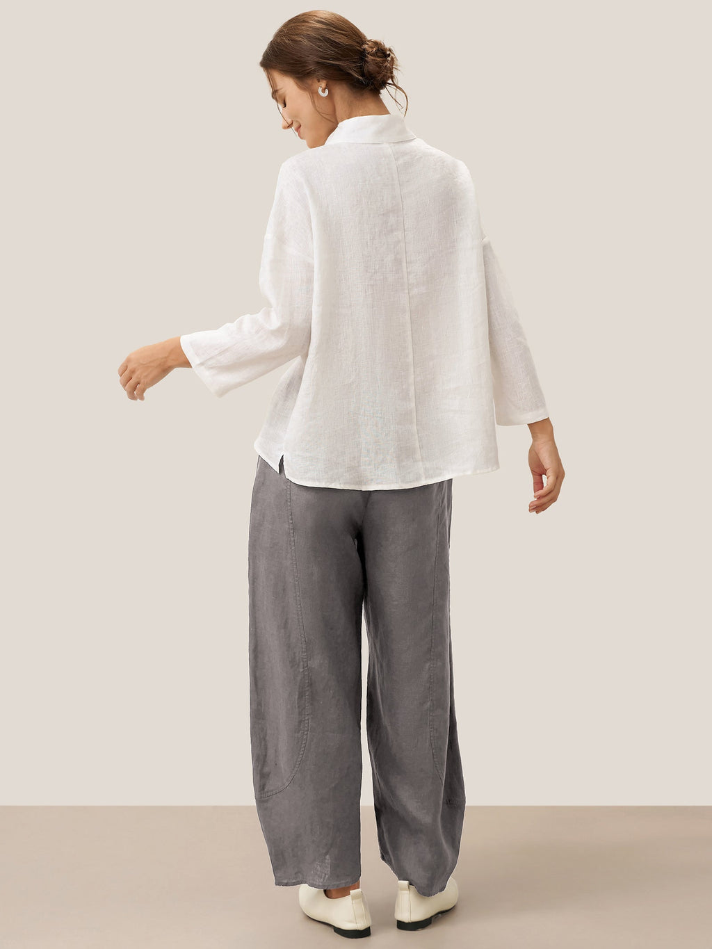 100% Linen Classic Side Neck Top CORA