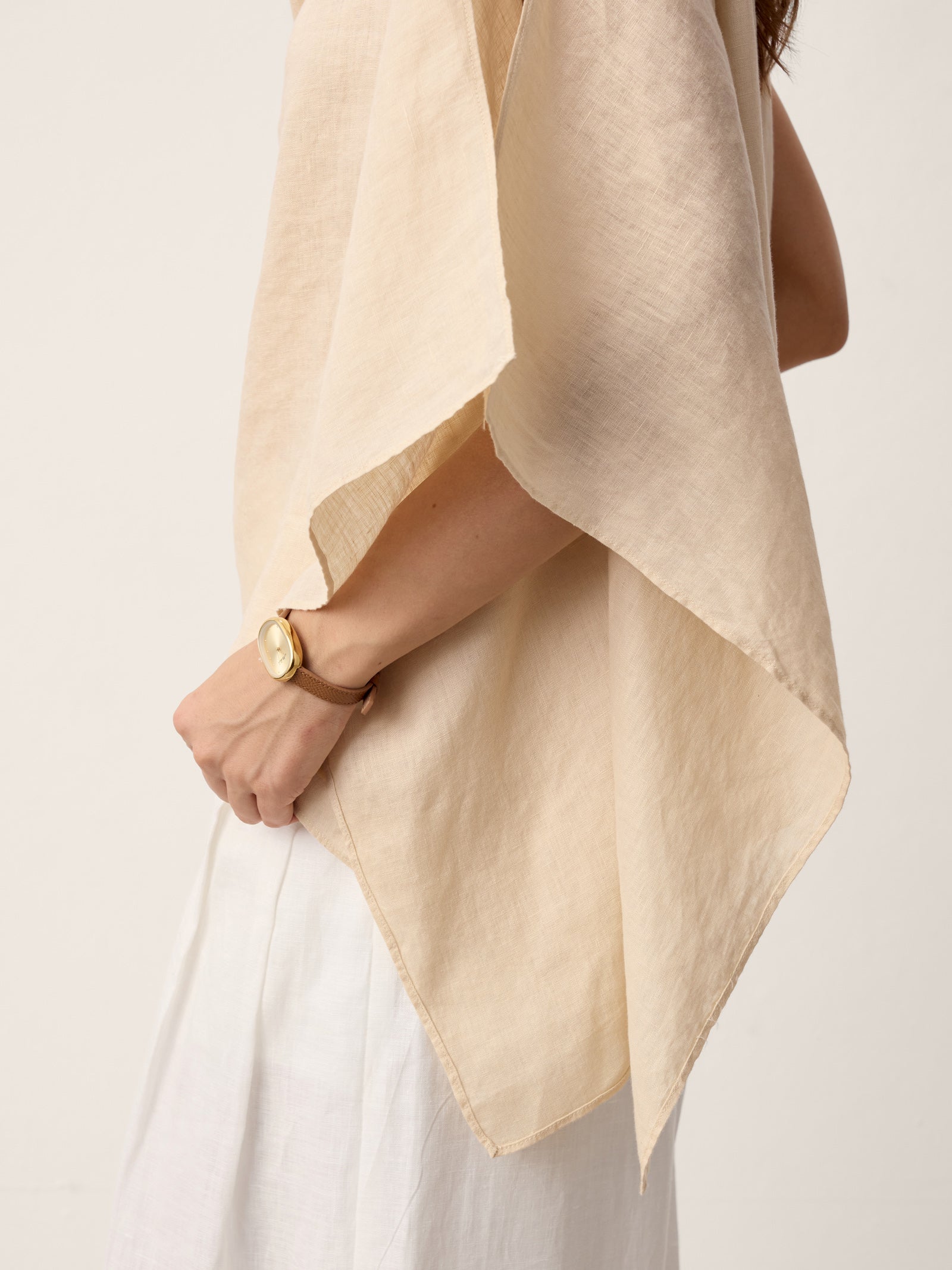100% Linen Cowl-Neck Asymmetric Top LEVINA