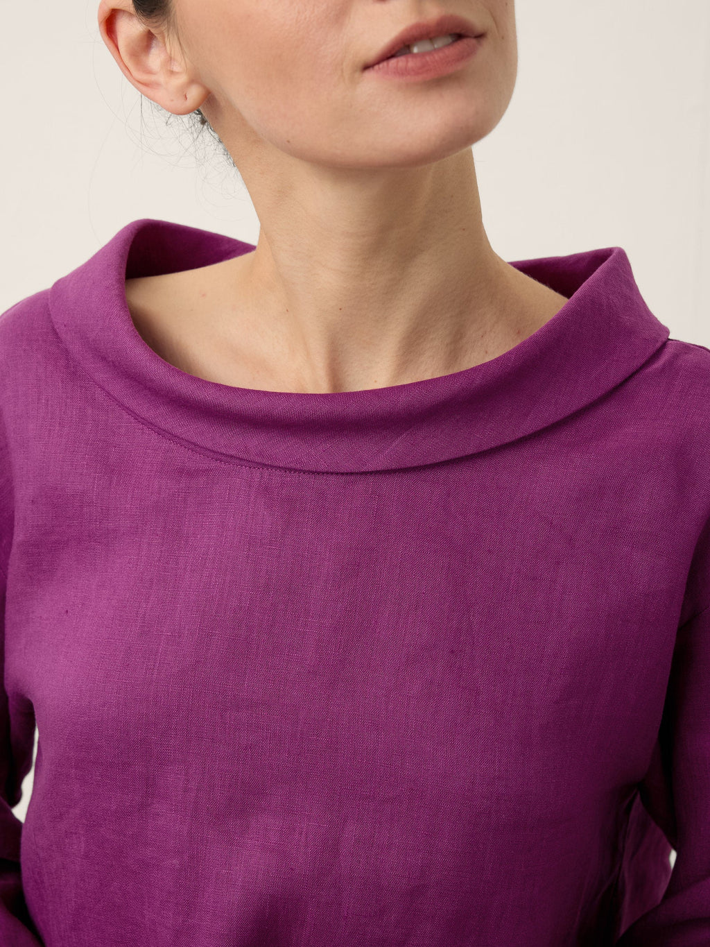 100% Linen Draped Neck Top HOLLIS