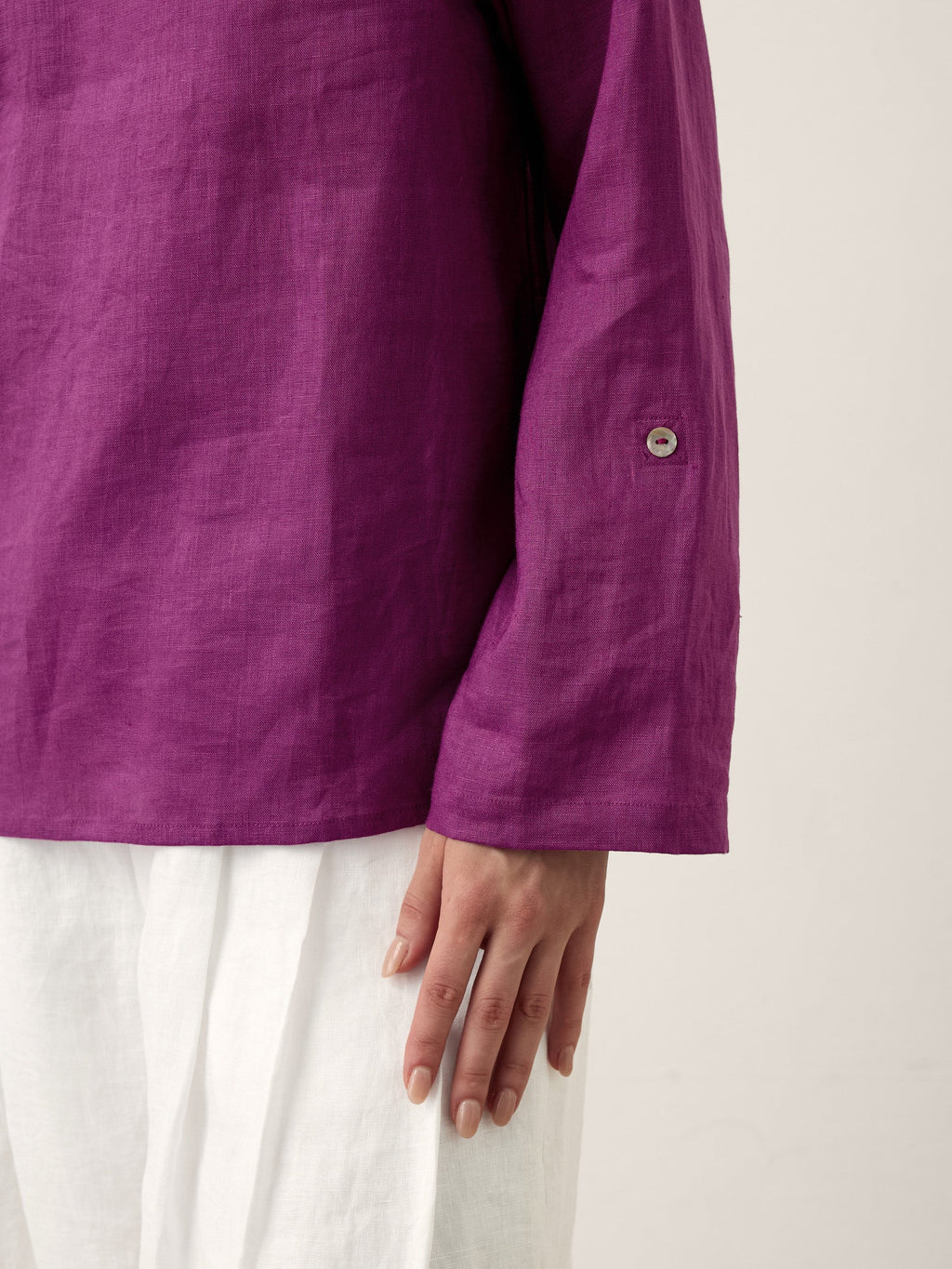 100% Linen Draped Neck Top HOLLIS