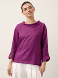 100% Linen Draped Neck Top HOLLIS