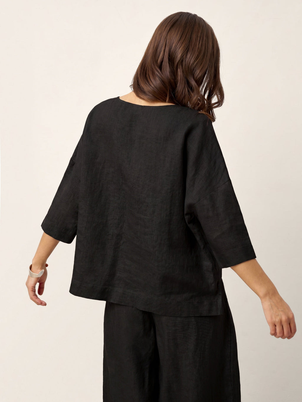 100% Linen Drop Shoulder Asymmetric Layered Hem Overtop VIOLA