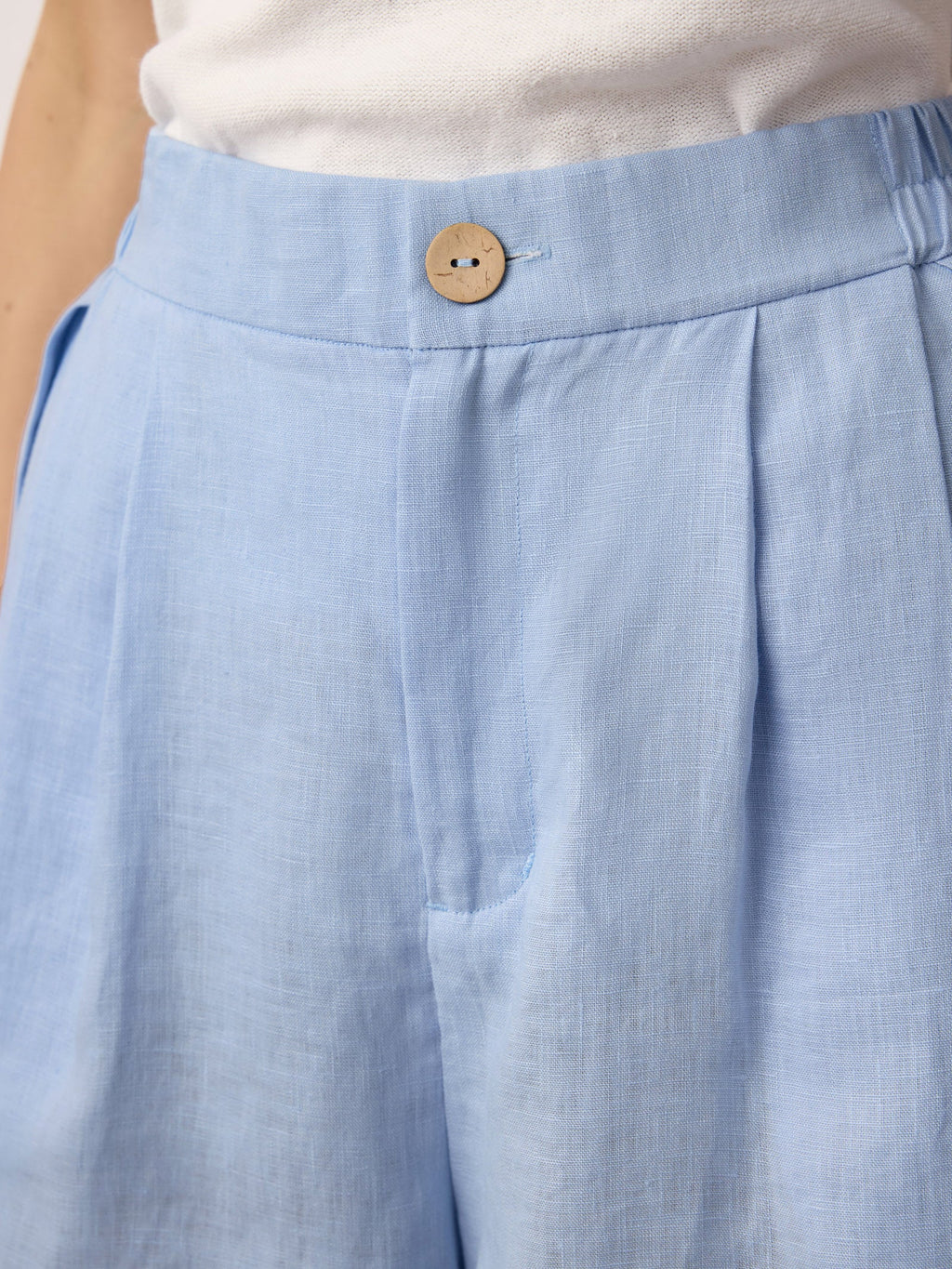 100% Linen Pleated Cuffed Shorts IRISSA
