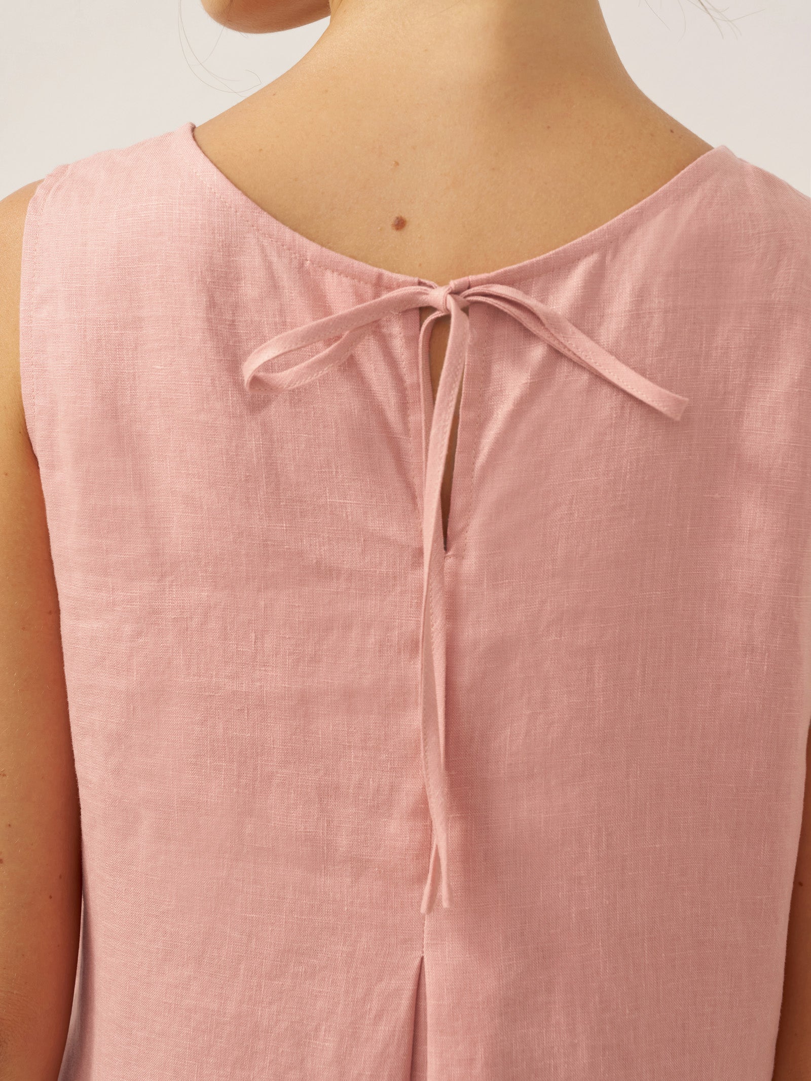 100% Linen Sleeveless A-Line Midi Dress TARA
