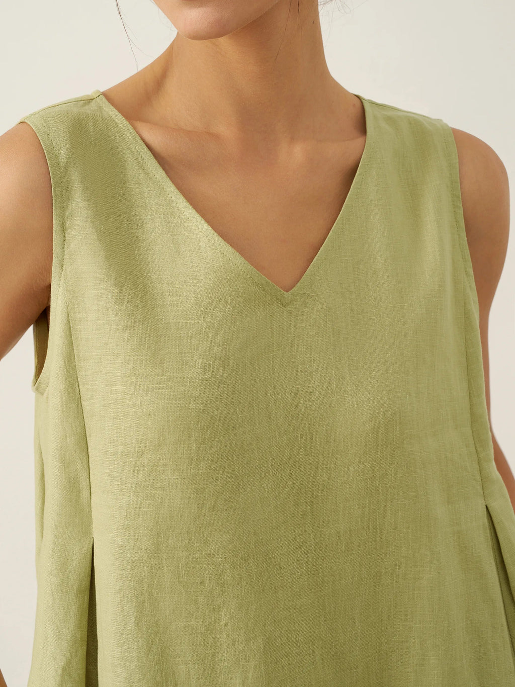 100% Linen Sleeveless A-Line Midi Dress TARA