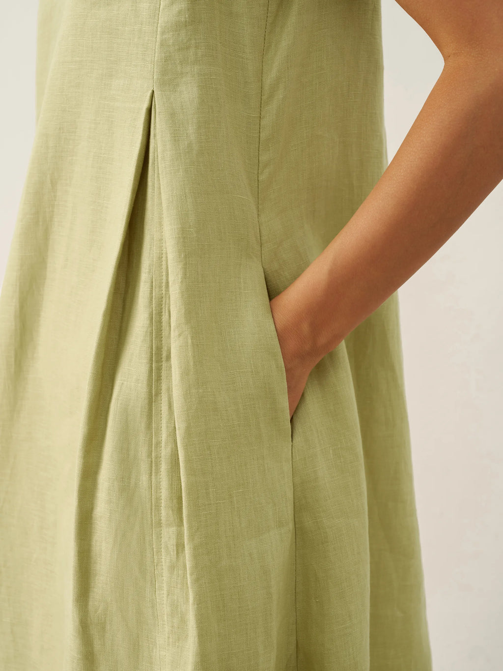 100% Linen Sleeveless A-Line Midi Dress TARA