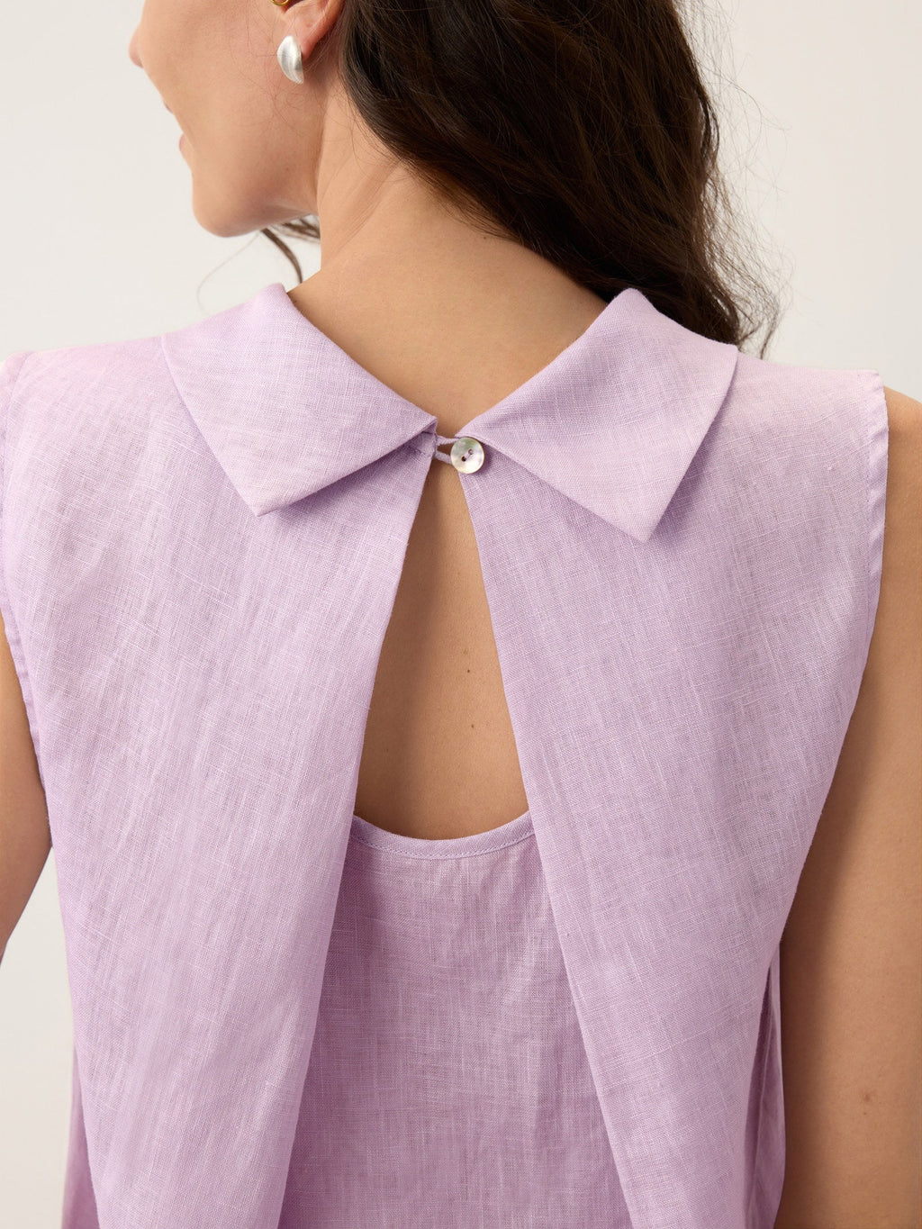 100% Linen Structured Collar Sleeveless Blouse BLAIR