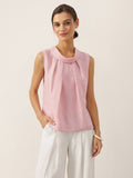 100% Linen Structured Collar Sleeveless Blouse BLAIR