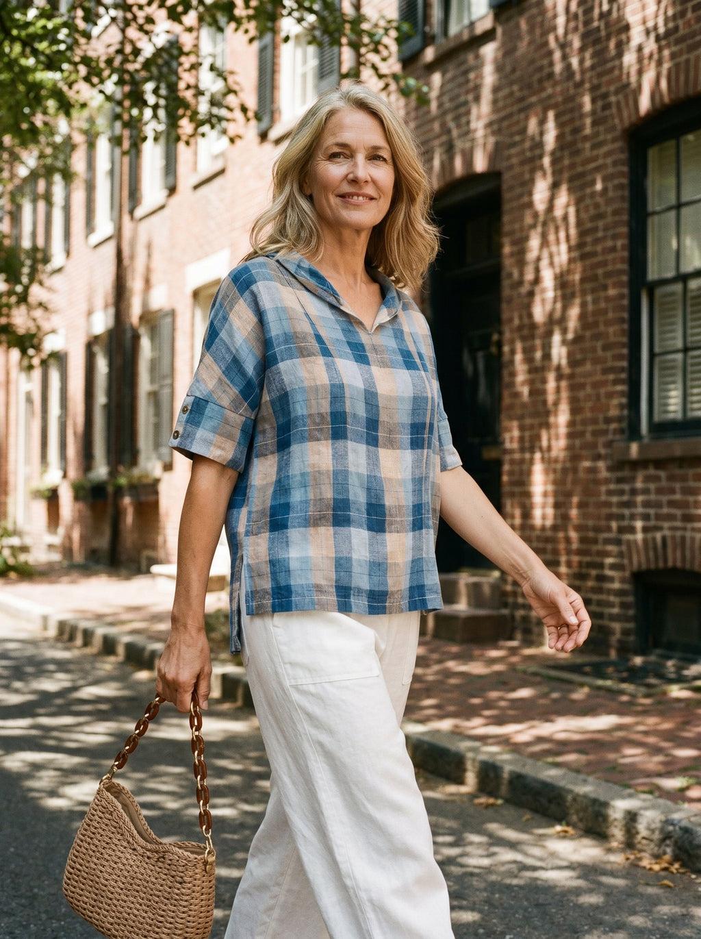 100% Linen V-Neck Short Sleeve Shirt SIERRA