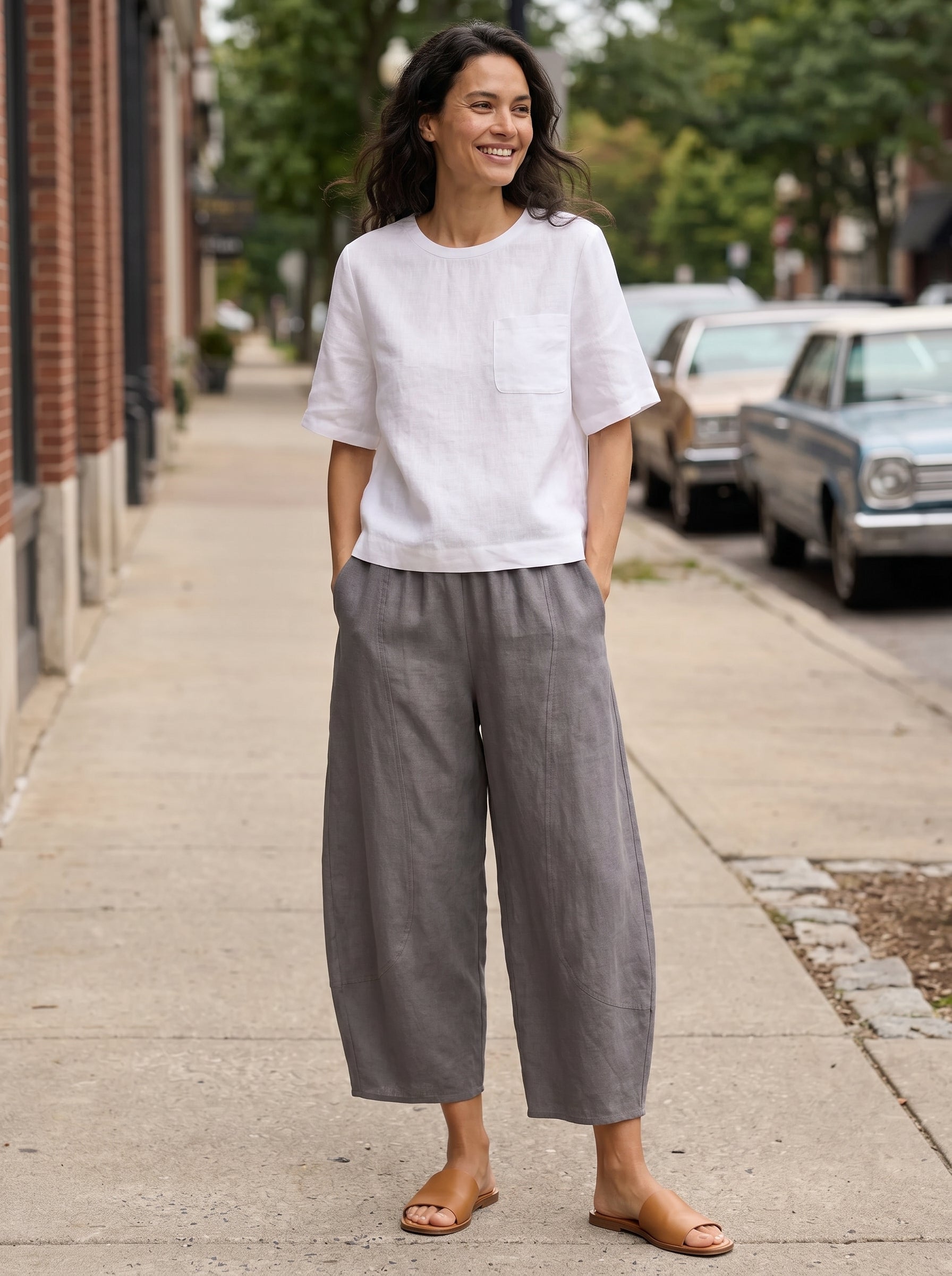 100% Linen Classic Ankle Pants ZOE