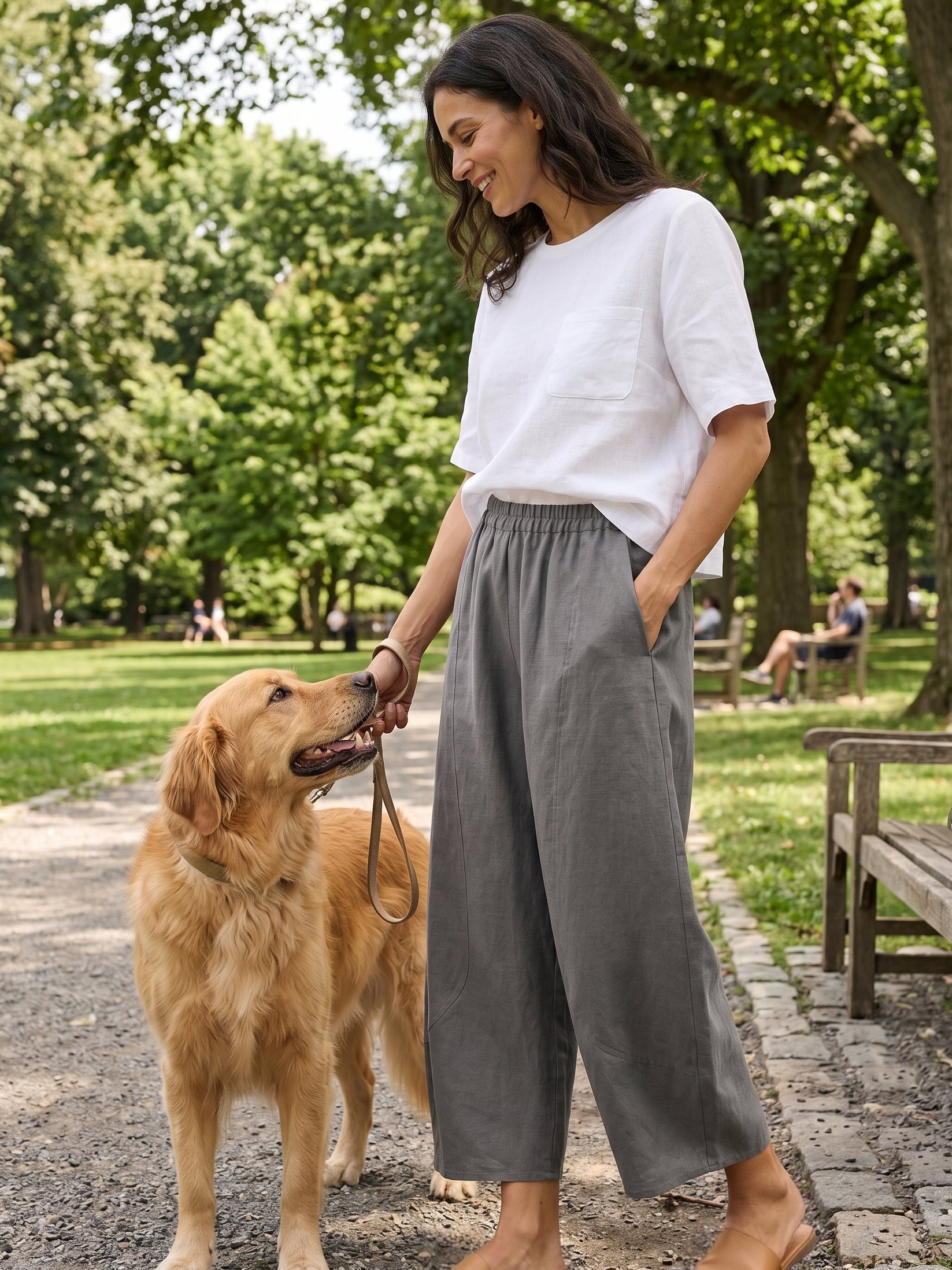 100% Linen Classic Ankle Pants ZOE