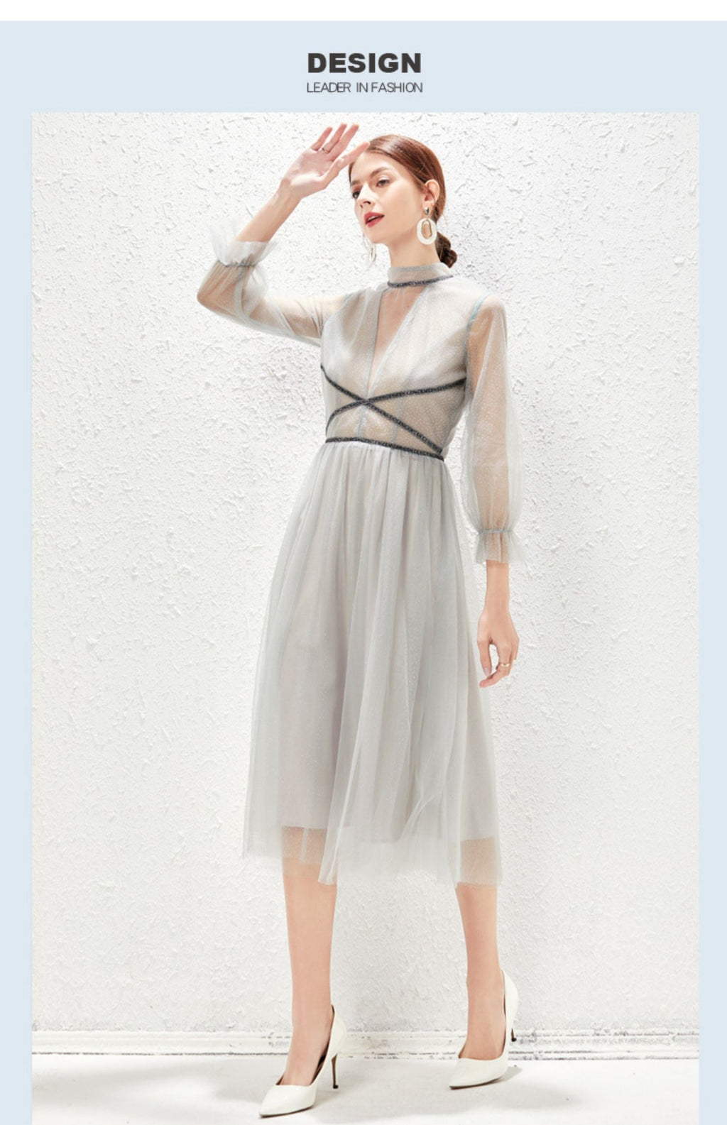New Light Luxurious Small High End Banquet Temperament Famous Lady Perspective Gauze Dress