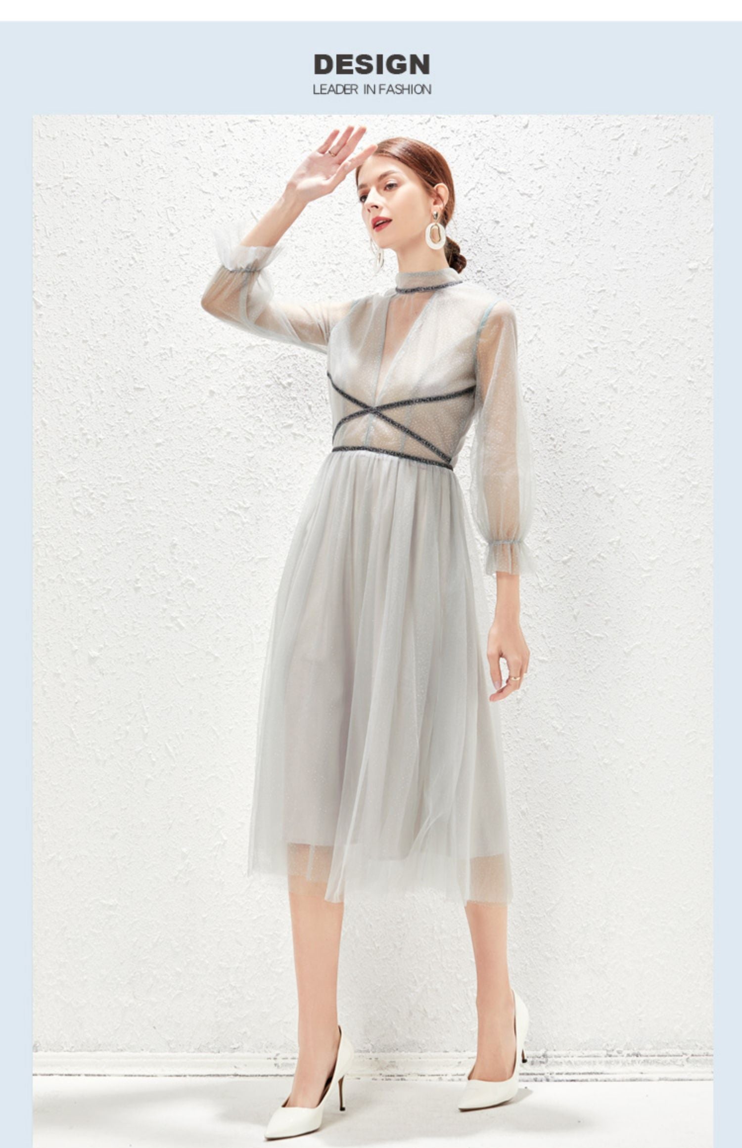 New Light Luxurious Small High End Banquet Temperament Famous Lady Perspective Gauze Dress