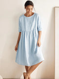 100% Linen A-Line Midi Dress VALENCIA