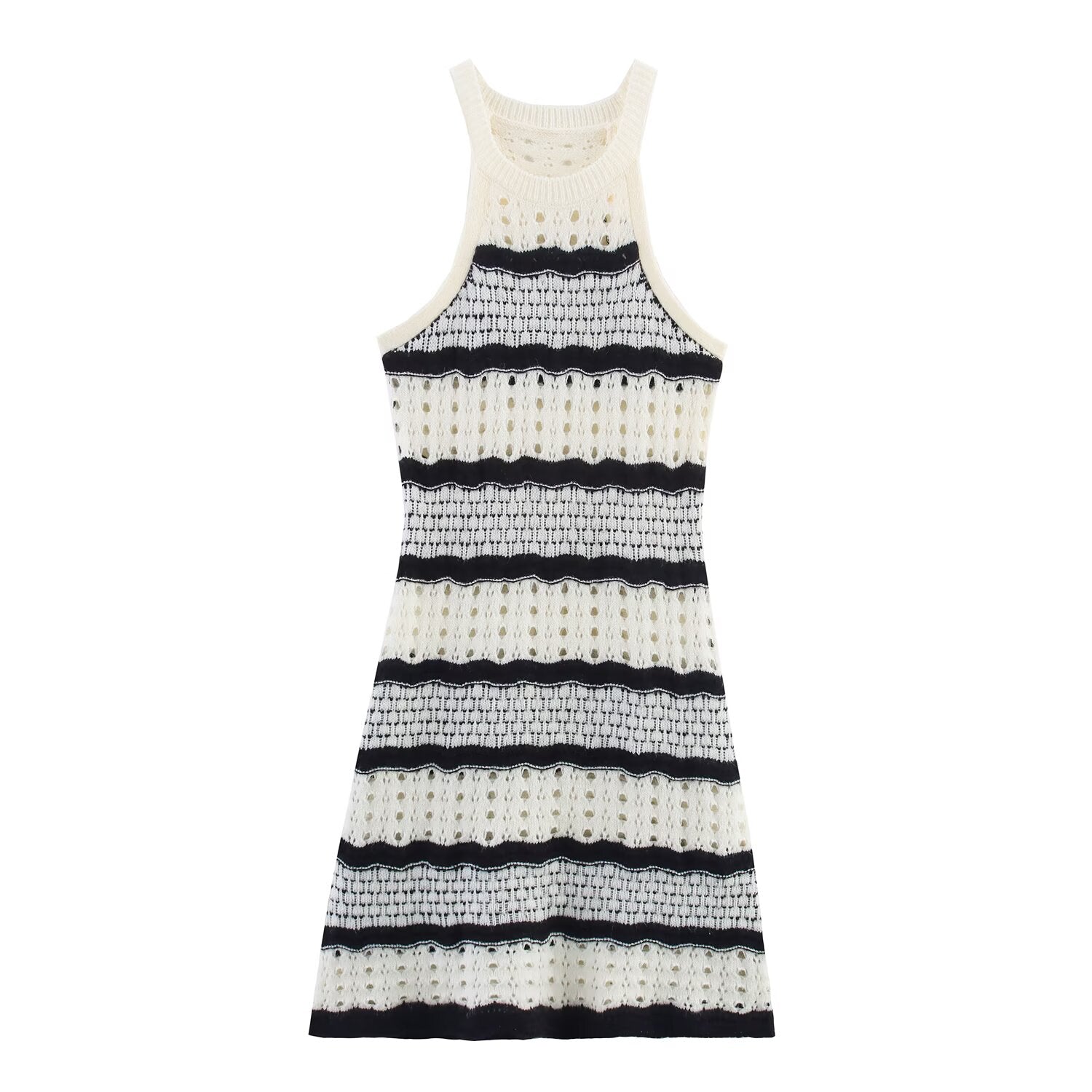 Women Clothing French Mixed Color Stripe Sexy Sling Dress