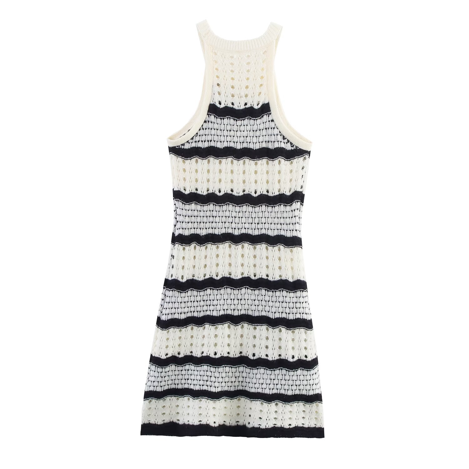 Women Clothing French Mixed Color Stripe Sexy Sling Dress