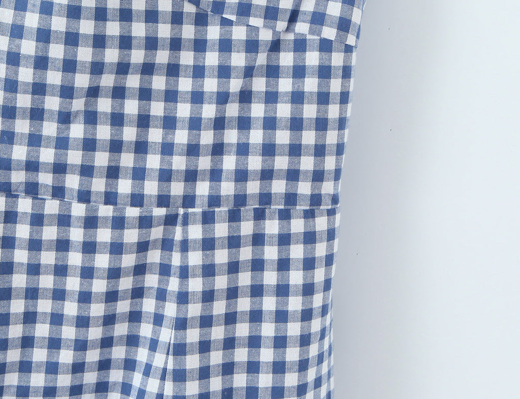 Women French Plaid Sweet Cute Bow Bandage Halterneck off Shoulder Tight Waist Slim Short Dress