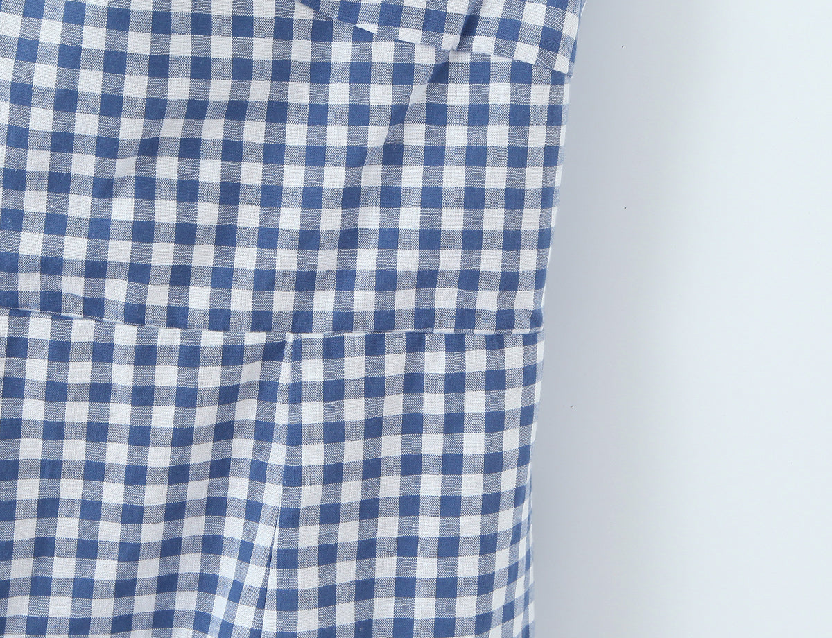 Women French Plaid Sweet Cute Bow Bandage Halterneck off Shoulder Tight Waist Slim Short Dress