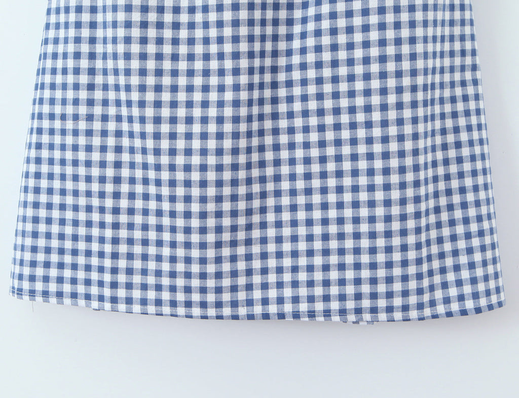 Women French Plaid Sweet Cute Bow Bandage Halterneck off Shoulder Tight Waist Slim Short Dress