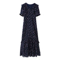 Spring Women Breasted Ruffled Collar Chiffon Split Dress