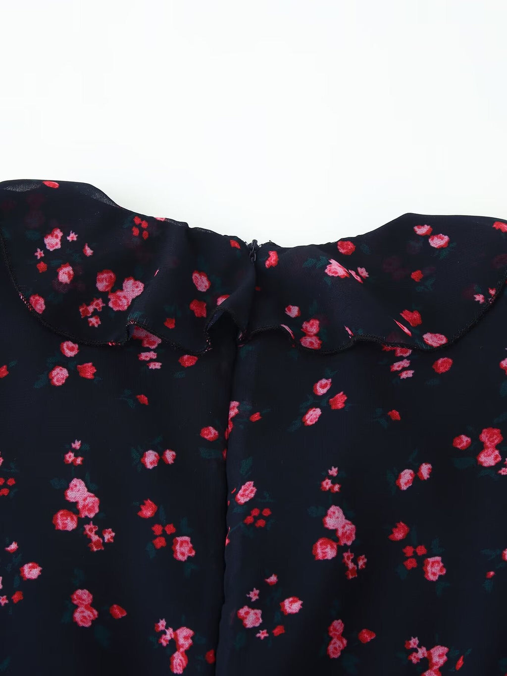 Spring Women Breasted Ruffled Collar Chiffon Split Dress