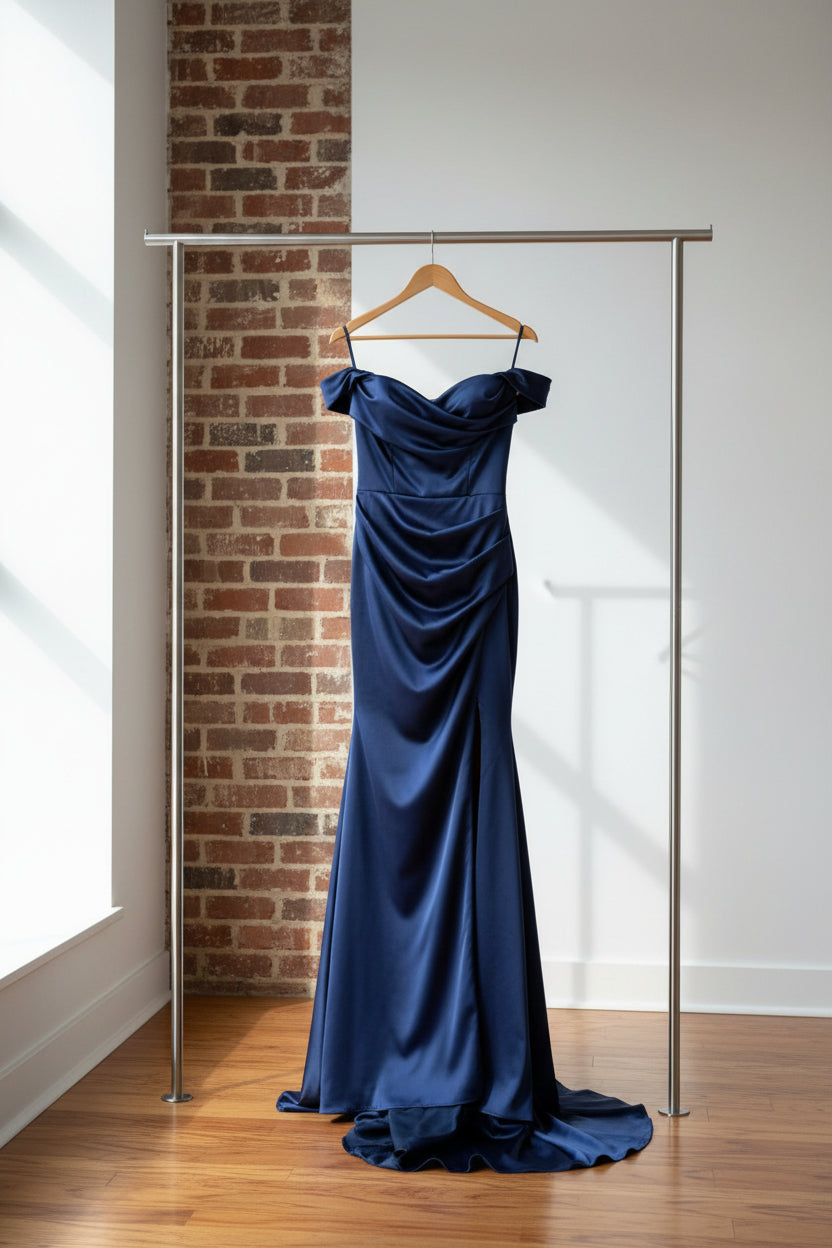 Satin Bridesmaid Dresses For Women Long With Slit Off Shoulder Mermaid Prom Dresses Corset Formal Gown