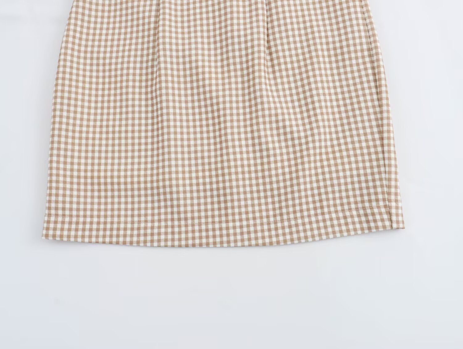 Women Clothing Summer French All Match Retro Spaghetti Straps Small Plaid Dress