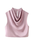 Women Elegant Solid Summer Silk Satin Skirt Sets