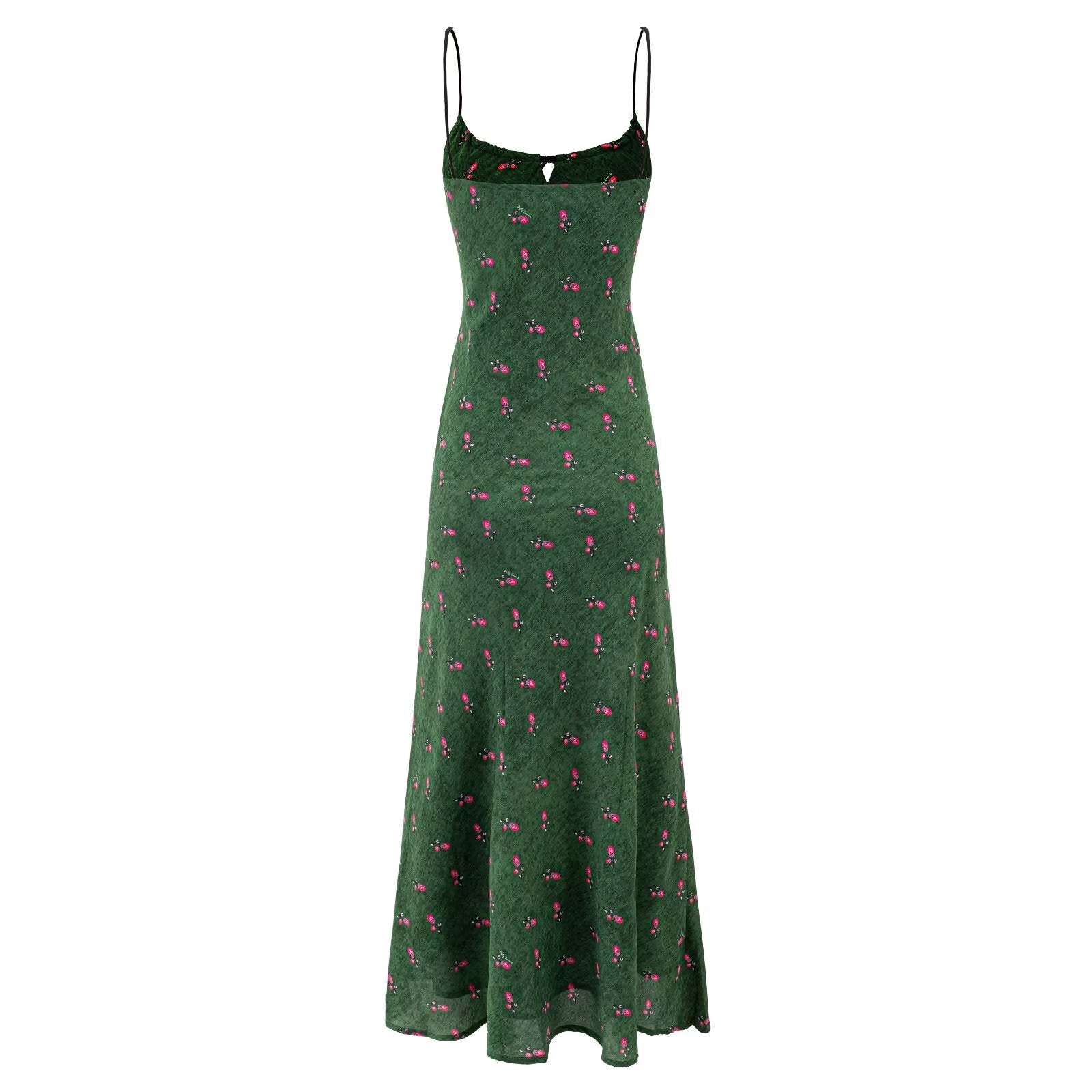 Women Clothing Summer Vintage Floral Slim Fit Long Strap Dress