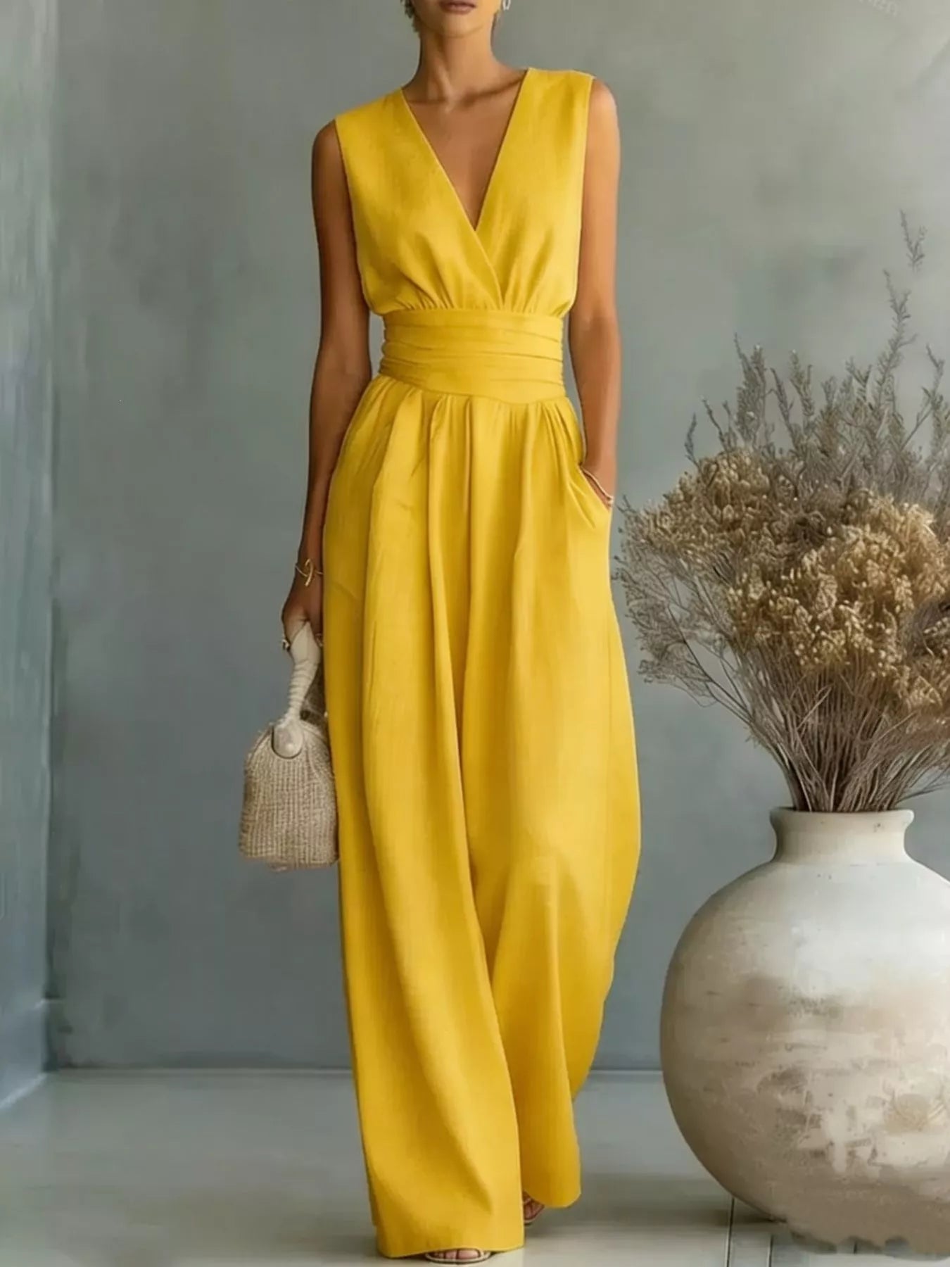 Full Size Sleeveless Wide Leg Jumpsuit Plus Size