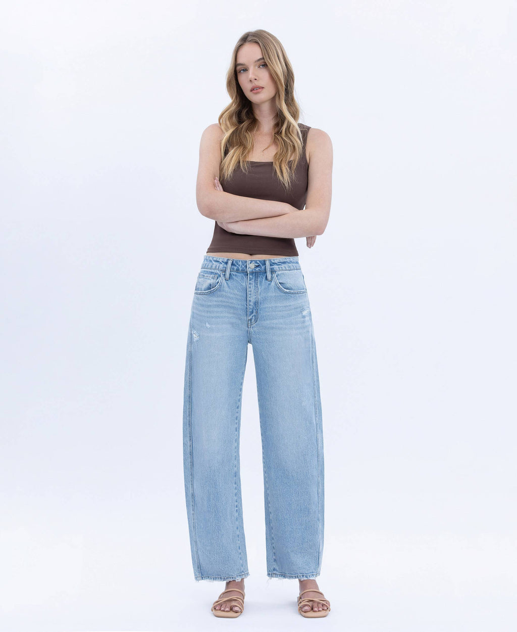 Brylee High Rise Crop Barrel Jean